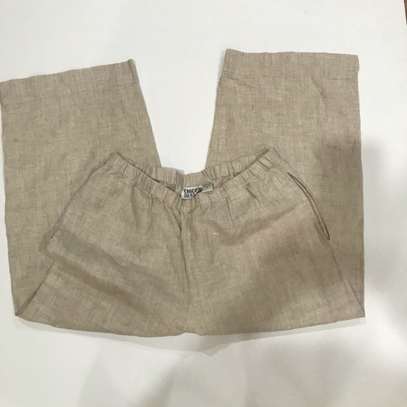 Chico’s 100% linen wide leg Capri pants Sz 1 - Picture 1 of 4